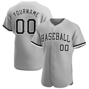 Custom Gray Black-White Authentic Baseball Jersey