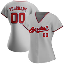 Load image into Gallery viewer, Custom Gray Red-Navy Authentic Baseball Jersey
