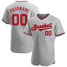 Load image into Gallery viewer, Custom Gray Red-Navy Authentic Baseball Jersey

