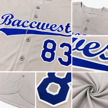 Load image into Gallery viewer, Custom Gray Gray Royal Authentic Baseball Jersey
