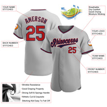 Load image into Gallery viewer, Custom Gray Red-Navy Authentic Baseball Jersey
