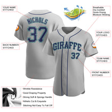 Load image into Gallery viewer, Custom Gray Navy-Teal Authentic Baseball Jersey
