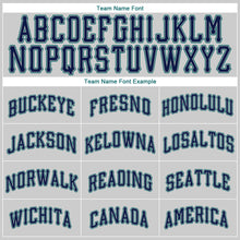 Load image into Gallery viewer, Custom Gray Navy-Teal Authentic Baseball Jersey
