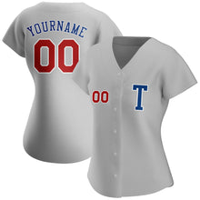 Load image into Gallery viewer, Custom Gray Red-Royal Authentic Baseball Jersey
