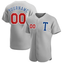 Load image into Gallery viewer, Custom Gray Red-Royal Authentic Baseball Jersey
