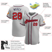 Load image into Gallery viewer, Custom Gray Red-Navy Authentic Baseball Jersey
