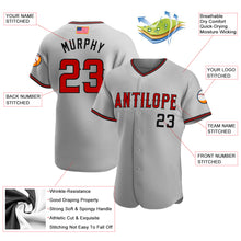 Load image into Gallery viewer, Custom Gray Red-Black Authentic American Flag Fashion Baseball Jersey
