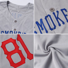 Load image into Gallery viewer, Custom Gray Red-Black Authentic American Flag Fashion Baseball Jersey
