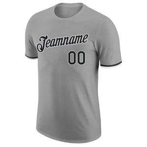 Custom Gray Black-White Performance T-Shirt