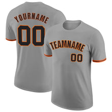 Load image into Gallery viewer, Custom Gray Black-Orange Performance T-Shirt
