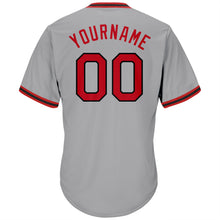 Load image into Gallery viewer, Custom Gray Red-Black Authentic Throwback Rib-Knit Baseball Jersey Shirt
