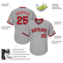 Load image into Gallery viewer, Custom Gray Red-Black Authentic Throwback Rib-Knit Baseball Jersey Shirt
