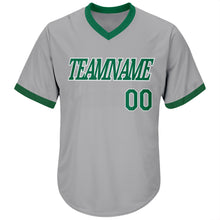 Load image into Gallery viewer, Custom Gray Kelly Green-White Authentic Throwback Rib-Knit Baseball Jersey Shirt
