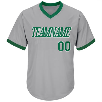 Custom Gray Kelly Green-White Authentic Throwback Rib-Knit Baseball Jersey Shirt