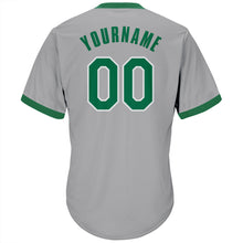 Load image into Gallery viewer, Custom Gray Kelly Green-White Authentic Throwback Rib-Knit Baseball Jersey Shirt
