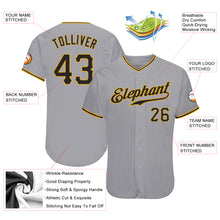 Load image into Gallery viewer, Custom Gray Black-Gold Authentic Baseball Jersey
