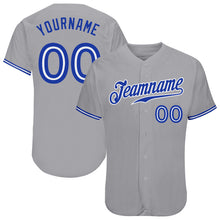 Load image into Gallery viewer, Custom Gray Royal-White Authentic Baseball Jersey
