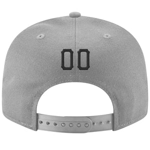 Custom Gray Black-White Stitched Adjustable Snapback Hat