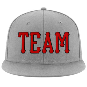 Custom Gray Red-Black Stitched Adjustable Snapback Hat