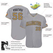 Load image into Gallery viewer, Custom Gray Old Gold-Black Authentic Baseball Jersey
