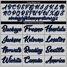 Load image into Gallery viewer, Custom Gray Black-Blue Authentic Baseball Jersey
