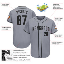 Load image into Gallery viewer, Custom Gray Black Authentic Baseball Jersey
