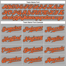 Load image into Gallery viewer, Custom Gray Black Pinstripe Orange-Black Authentic Baseball Jersey
