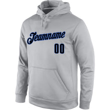 Load image into Gallery viewer, Custom Stitched Gray Black-Blue Sports Pullover Sweatshirt Hoodie
