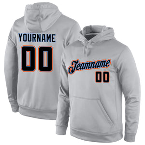 Custom Stitched Gray Black-Orange Sports Pullover Sweatshirt Hoodie