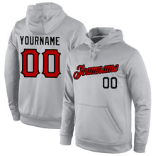 Load image into Gallery viewer, Custom Stitched Gray Red-Black Sports Pullover Sweatshirt Hoodie
