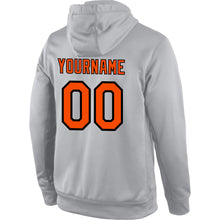 Load image into Gallery viewer, Custom Stitched Gray Orange-Black Sports Pullover Sweatshirt Hoodie
