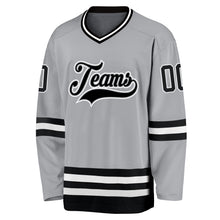 Load image into Gallery viewer, Custom Gray Black-White Hockey Jersey
