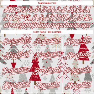 Custom Gray White-Red Christmas 3D Authentic Baseball Jersey