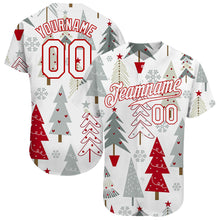 Load image into Gallery viewer, Custom Gray White-Red Christmas 3D Authentic Baseball Jersey
