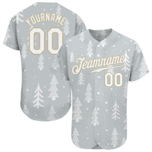 Load image into Gallery viewer, Custom Gray White-Old Gold Christmas 3D Authentic Baseball Jersey
