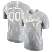 Load image into Gallery viewer, Custom Gray White-Old Gold Christmas 3D Performance T-Shirt
