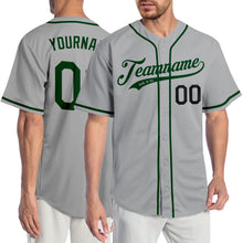 Load image into Gallery viewer, Custom Gray Green-Black Authentic Baseball Jersey
