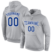Load image into Gallery viewer, Custom Stitched Gray Royal Sports Pullover Sweatshirt Hoodie

