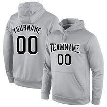 Load image into Gallery viewer, Custom Stitched Gray Black-White Sports Pullover Sweatshirt Hoodie
