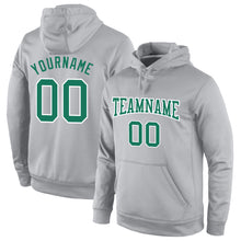 Load image into Gallery viewer, Custom Stitched Gray Kelly Green-White Sports Pullover Sweatshirt Hoodie
