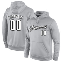 Load image into Gallery viewer, Custom Stitched Gray White-Black Sports Pullover Sweatshirt Hoodie
