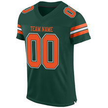 Load image into Gallery viewer, Custom Green Orange-White Mesh Authentic Football Jersey
