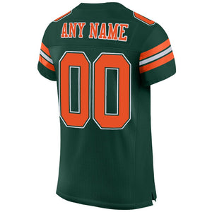 Custom Green Orange-White Mesh Authentic Football Jersey