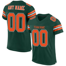 Load image into Gallery viewer, Custom Green Orange-White Mesh Authentic Football Jersey
