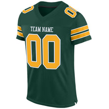 Load image into Gallery viewer, Custom Green Gold-White Mesh Authentic Football Jersey
