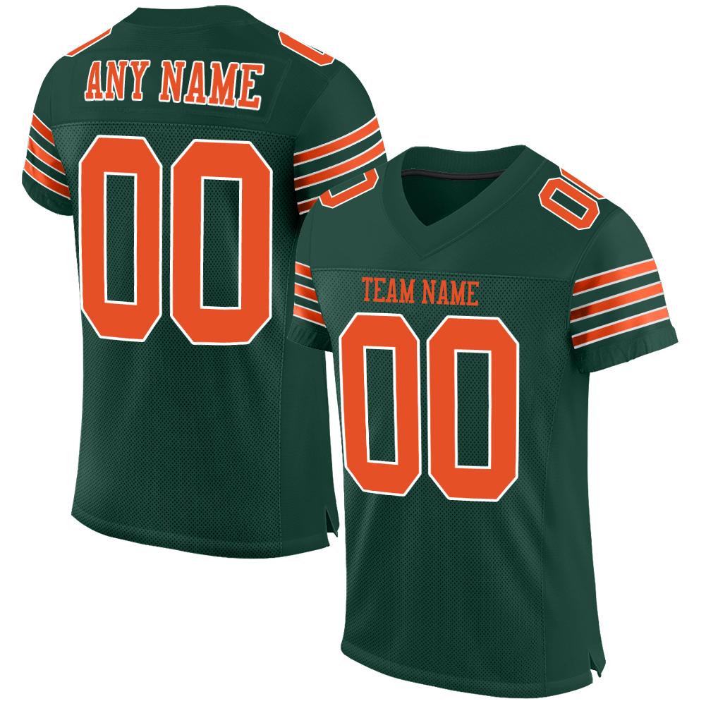 Custom Green Orange-White Mesh Authentic Football Jersey