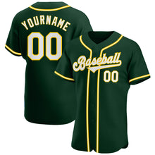 Load image into Gallery viewer, Custom Green White-Gold Authentic Baseball Jersey
