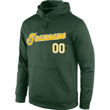 Custom Stitched Green Gold-White Sports Pullover Sweatshirt Hoodie