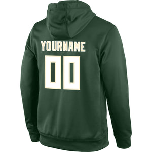 Custom Stitched Green White-Cream Sports Pullover Sweatshirt Hoodie