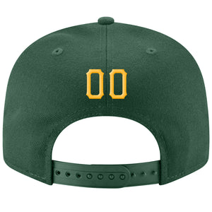 Custom Green Gold-White Stitched Adjustable Snapback Hat